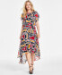 Фото #1 товара Women's Printed High-Low Flutter-Sleeve Dress