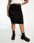 ASOS DESIGN Curve high waisted bengaline skirt in black