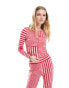 Neon Rose spliced stripe long sleeve top co-ord in red and pink