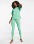 Фото #4 товара ASOS DESIGN Tall rainbow spot oversized tee & legging pyjama set in navy