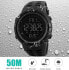 Фото #5 товара Men's Digital Watches - 50 m Waterproof Men's Digital Sports Watches, Black Large Face Military Sports Watch LED Wrist Watch for Men with Alarm Clock/Count-Down Timer/Double Time/Stopwatch/12/24H, black, Men, Strap