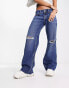 Hollister – Weite Vintage-Jeans in mittelblauer Waschung mit niedrigem Bund