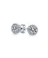 ფოტო #3 პროდუქტის Aqua Blue Cubic Zirconia Flower Fan CZ Ear Back Front Stud Jacket Earrings For Women For Sterling Silver