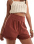 New Look broderie hem shorts in brown