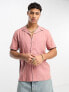 Фото #1 товара New Look short sleeve linen blend revere shirt in pink