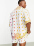 Фото #4 товара ASOS DESIGN co-ord boxy oversized revere shirt with rainbow placement bandana print
