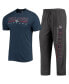 ფოტო #1 პროდუქტის Men's Heathered Charcoal, Navy Gonzaga Bulldogs Meter T-shirt and Pants Sleep Set