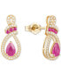 ფოტო #3 პროდუქტის Emerald (1-1/5 ct. t.w.) and Diamond (1/4 ct. t.w.) Drop Earrings in 14k Yellow Gold (Also Available in Ruby)