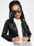 Фото #1 товара Miss Selfridge Petite faux leather biker jacket in black