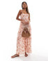 Фото #4 товара ASOS DESIGN square neck full skirt midi dress with godets in pink ditsy floral print