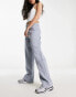 Фото #4 товара Bershka wide leg carpenter cargo trousers in slate blue