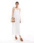 Vero Moda v neck broderie jersey maxi dress in white Schneeweiß, XS - EU 34 - фото #1