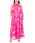 ფოტო #1 პროდუქტის Plus Size Pleated Printed Chiffon Halter Dress