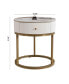 Sintered Stone Round Nightstand with Drawer