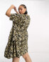 Noisy May Curve smock mini dress in leopard print