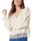 Women's Lace-Hem V-Neck Top Parchment, S - фото #1