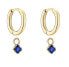 Gold-plated 2in1 hoop earrings with blue zircons TJ-0542-E-15