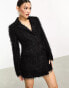 ASOS DESIGN fluffy blazer playsuit in black Черный, 38 - фото #1