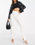 Фото #4 товара Stradivarius coated flare jean with split hem detail in ecru