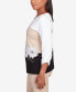 Petite Neutral Territory Blocked Floral Embroidery Top