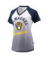 Фото #3 товара Women's Navy and White Milwaukee Brewers Shortstop Ombre Raglan V-Neck T-shirt