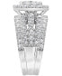 ფოტო #3 პროდუქტის Diamond 3 Pc. Square Halo Cluster Set (3 ct. t.w.) in 14k White Gold