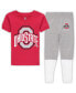 ფოტო #1 პროდუქტის Preschool Boys and Girls Scarlet Ohio State Buckeyes Football Player V-Neck T-shirt and Pants Sleep Set