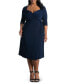 Фото #1 товара Plus Size Sweetheart Knit Wrap Dress with 3/4 Sleeves