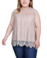 ფოტო #1 პროდუქტის Plus Size Sleeveless Mock Neck Lace Top