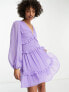 Фото #6 товара ASOS DESIGN Tall button through pintuck mini dobby dress in purple