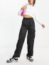 New Look satin cargo trousers in black