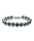 ფოტო #1 პროდუქტის Cubic Zirconia Green Glass Heart Halo Link Bracelet