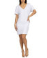 ფოტო #10 პროდუქტის Solid Color Loose Fit V Neck T Shirt Style Women's Knee Length Dress