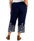 Фото #6 товара Plus Size 100% Linen Embroidered Pants, Created for Macy's