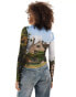 Фото #8 товара ASOS DESIGN long sleeve mesh baby tee with manor house graphic