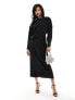 Фото #1 товара ASOS DESIGN long sleeve plisse midi dress in black