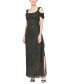 ფოტო #1 პროდუქტის Cold-Shoulder Draped Metallic Gown Regular & Petite Sizes