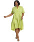 ფოტო #1 პროდუქტის Plus Size Ruffle Neck High Low A-Line Dress