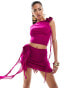 Фото #1 товара Murci exclusive one shoulder ruffle corsage detail top co-ord in fuchsia