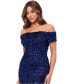 Фото #4 товара Petite Sequin Off-The-Shoulder Mermaid Dress