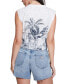 Women's Tobacco Palms Printed Corset T-Shirt