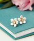 ფოტო #4 პროდუქტის Gold-Tone Crystal & Imitation Pearl Flower Stud Earrings