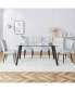 Glass Dining Set with 4 Light Grey Chairs