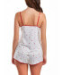 Women's Kyley Heart Printed Pajama Short Set Trimmed in Red