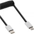 Фото #2 товара InLine USB 2.0 spiral cable - USB-C male/Micro-B male - black/alu - flexible 2m
