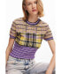 ფოტო #5 პროდუქტის Women's Checked knit T-shirt