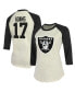 Women's Threads Davante Adams Cream, Black Las Vegas Raiders Player Name & Number Raglan 3/4-Sleeve T-shirt