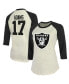 Women's Threads Davante Adams Cream, Black Las Vegas Raiders Player Name & Number Raglan 3/4-Sleeve T-shirt Cream, Black, XL - фото #3