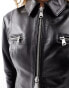 Фото #4 товара Reclaimed Vintage real leather fitted biker jacket in black