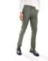 Фото #2 товара ASOS DESIGN slim suit trousers in forest green oxford texture